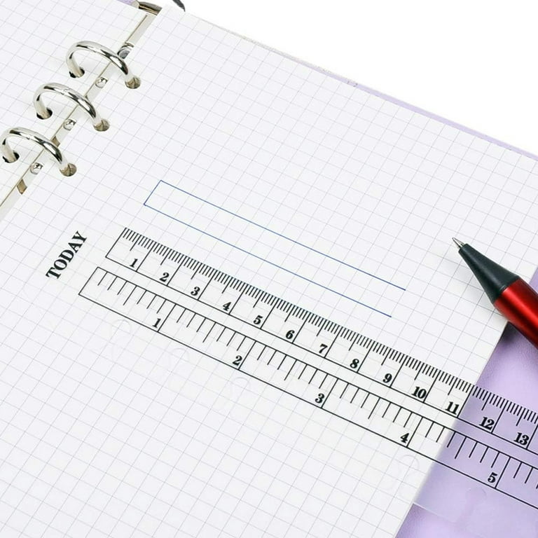 10 Pack 7 Clear Plastic Ruler for A6 6 Hole Planning Binder, Snap-in  Bookmark Ruler Page Marker Divider Measuring Today Ruler Binder Notebook  Planner