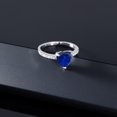 thumbnail image 4 of Gem Stone King 925 Sterling Silver Blue Created Sapphire Ring for Women (1.14 Cttw, Heart Shape 8MM, Available in Size 5, 6, 7, 8, 9), 4 of 5