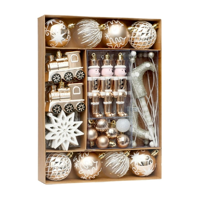 Conjunto de 50 piezas de decoración navideña, colgantes elegantes para árboles de Navidad, favores festivos para celebraciones especiales, estilo E.