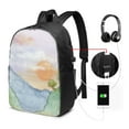 thumbnail image 3 of YFYANG 17" Laptop Backpack, Watercolor Sunset Pattern Fashion Travel Work Backpack with USB and Headphone Cable Interface for Men and Women, 3 of 8