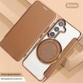thumbnail image 6 of For Samsung Galaxy S26+ 5G Wallet Cell Cover, RFID Blocking, PU Leather,Compatible With MagSafe , With Flip Card Holder, Ultra Thin Electroplated Rotating Bracket Magneti Protective Cover,Brown, 6 of 9