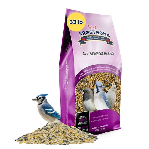 Armstrong Wild Bird Food All Season Blend, 33 Pounds - with Cut Corn, Wheat, White Millet and Black Oil Sunflower Seeds for Blue Jays, Dark-Eyed Juncos and Mourning Doves