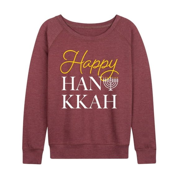 Instant Message - Happy Hanukkah - Women's French Terry Long Sleeve Pullover