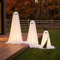 thumbnail image 4 of Sruoe 3 Pack Light Up Standing Fabric Ghost Yard Decorations, Witch Hat White Ghost Ornament, Kid Friendly Cute Halloween Decor For Front Porch Indoor Fall Home Layout, 4 of 7