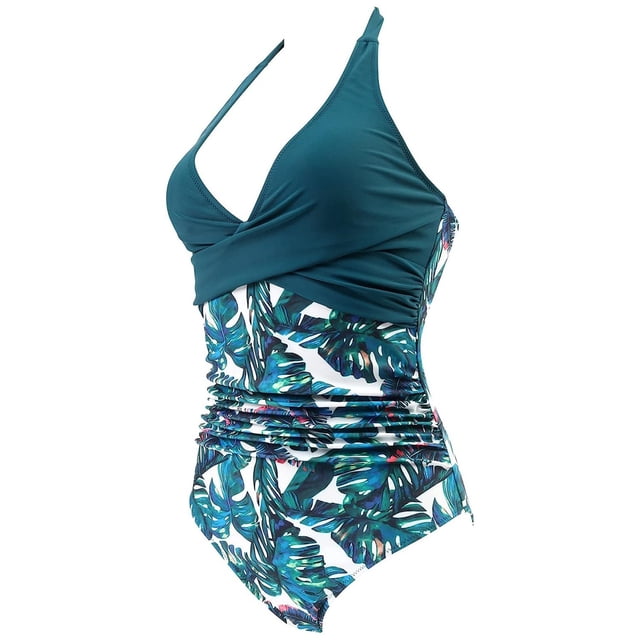 Fankiway Combinaison pour Femmes avec Maillot de Bain Imprimé Multicolore Maillot de Bain Ajusté et Rassembleur Maillot de Bain une Pièce Grande Taille