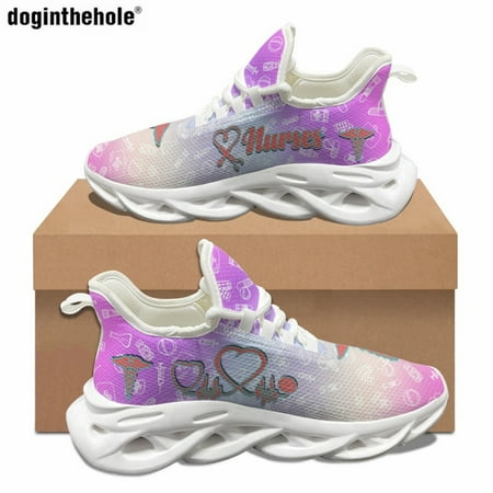 

Doginthehole Women s Casual Flat Shoes Fashion New Caduceus Medical Equipment Print Outdoor Sports Running Shoes Men s Sneakers