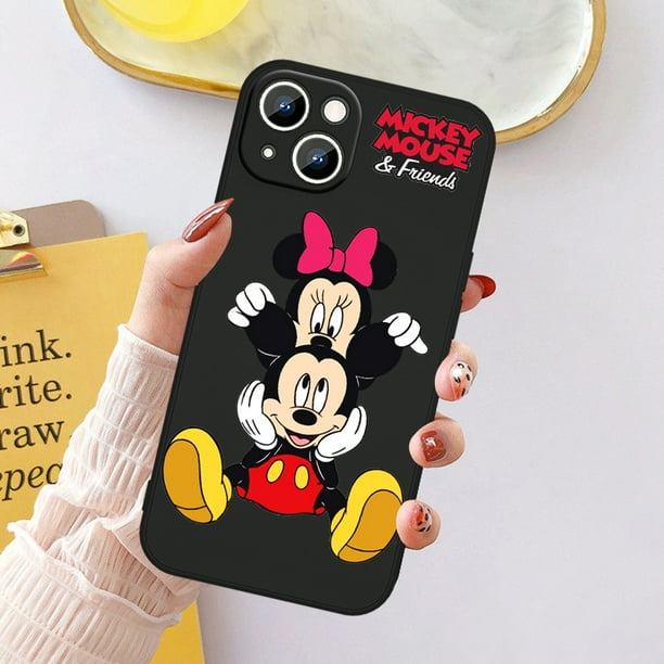 Funda de teléfono de Mickey y Minnie Mouse para Apple, carcasa suave de silicona negra para iPhone 14, 13, 12, 11 Pro Max, mini, XS, XR, X, 8, 7, 6S, 6 Plus Fivean unisex