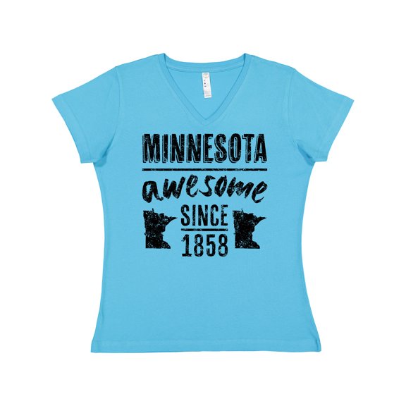 Inktastic Minnesota Awesome Since 1858 Women's V-Neck T-Shirt