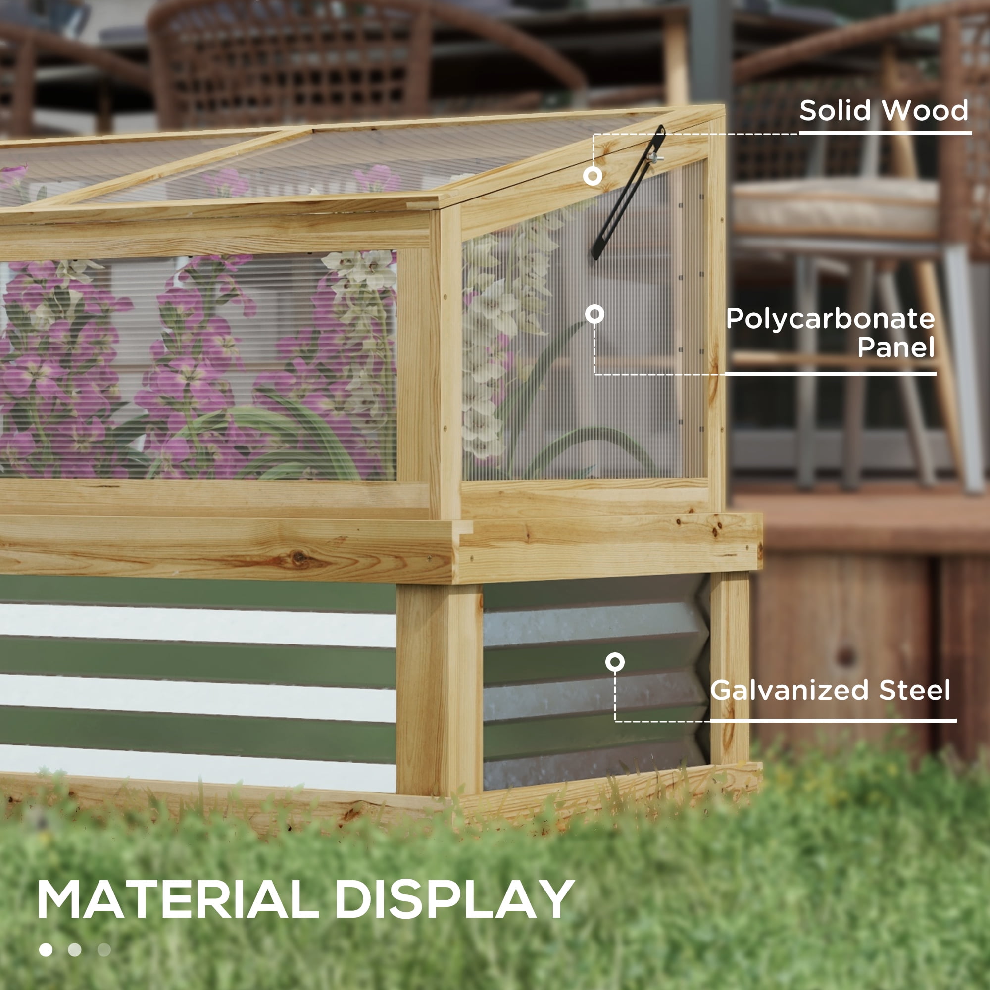 Outsunny Raised Garden Bed with Wooden Cold Frame, 41" x 22.5" x 28.25"
