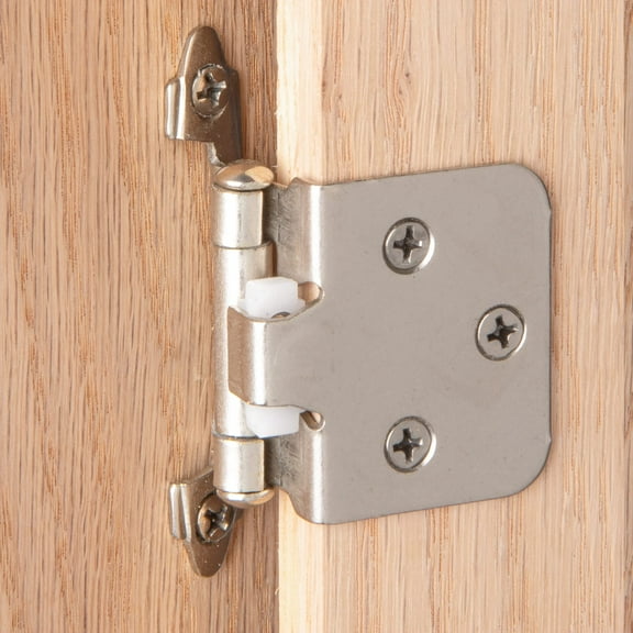 Ilyapa Self Closing Cabinet Hinges Satin Nickel, 50 Pack - Variable Overlay Flush Kitchen Cabinet Door Hinge Hardware