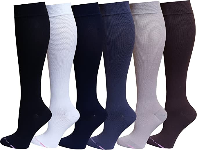 6 Pairs Pack Women Dr Motion Graduated Compression Knee High Socks