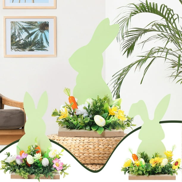 Decoraciones de Pascua, regalos de Pascua, adornos de Pascua, conejito de Pascua, tres piezas, huevos, decoración de mesa, adornos de madera, tablero de densidad, decoración para actividades festivas