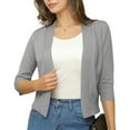 thumbnail image 7 of jtjvou Cropped Cardigan Sweater for Women 3/4 Sleeve Elegant Womens Shrugs Open Front Short Cardigans for Dresses Gray S, 7 of 7