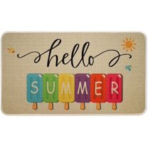 Summer Popsicles Decorative Welcome Doormat - Hello Summer Door Mat Colorful Indoor Outdoor Non-Slip Door Mat Home Entryway Decor Front Rug for Outside Porch Entrance 30" x 17"