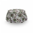 thumbnail image 3 of Botanical Ottoman Cover, Monstera Leaf and Flowers, 2 Piece Slipcover Set with Ruffle Skirt for Square Round Cube Footstool Decorative Home Accent, Standard Size, Multicolor, by Ambesonne, 3 of 5