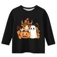thumbnail image 3 of Halloween Shirts for Kids Girls Ghost Graphic Tees 3/4 Sleeve Cute Toddler Y2K Funny Tops Tween Holiday Gift Crew Neck Tshirts, Size 3-12, Black 3-4 Years, 3 of 4