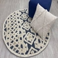 thumbnail image 2 of 6â€™ Round Blue and Cream Decorative Area Rug, 2 of 8