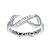 AFFY Infinity Promise Ring for Women | Round White Natural Diamond "Forever Friends" Stackable Wedding Bands Ring | 14K White Gold Over Sterling Silver Jewelry Gifts For Her (0.05Cttw)-10