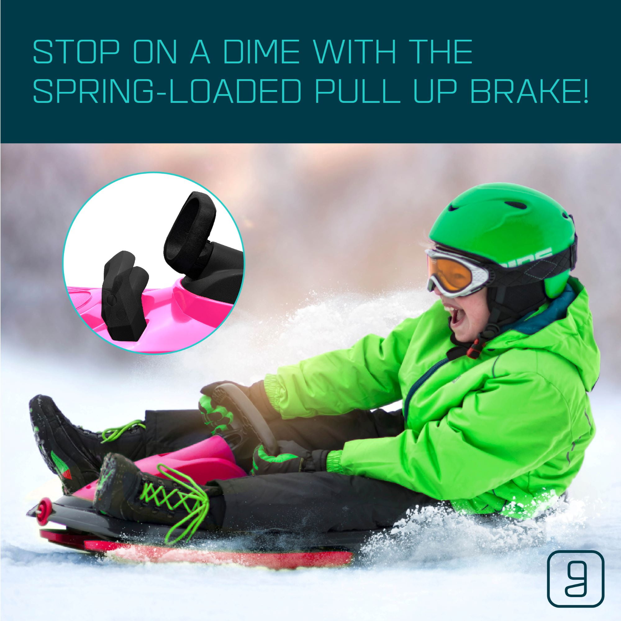 Gizmo Riders Stratos Bobsled for Kids, Steerable Snow Sled, Ages 3+, Monster Pink