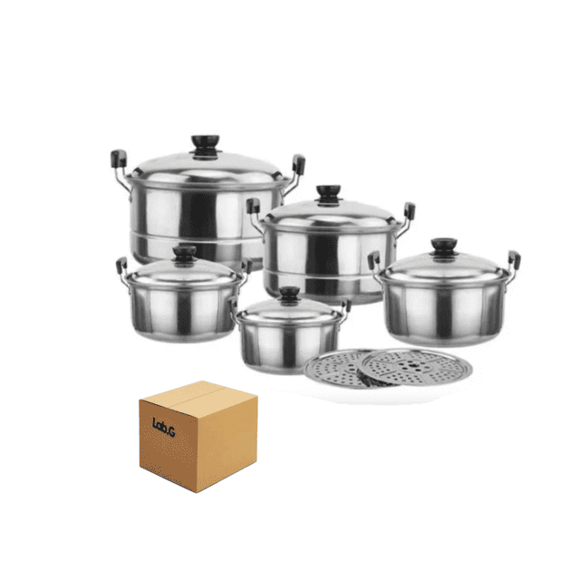 Juego De Ollas Gruesas De Cinco Piezas Con Bandeja Para Cocina Lab.G Plateado