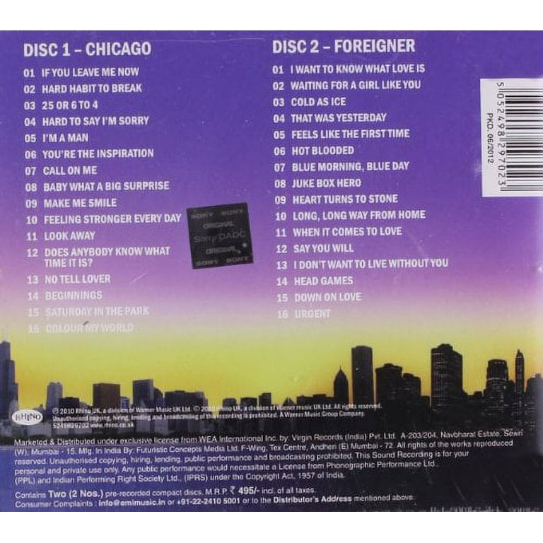 Chicago - Very Best of Chicago & Foreigner - Music & Performance