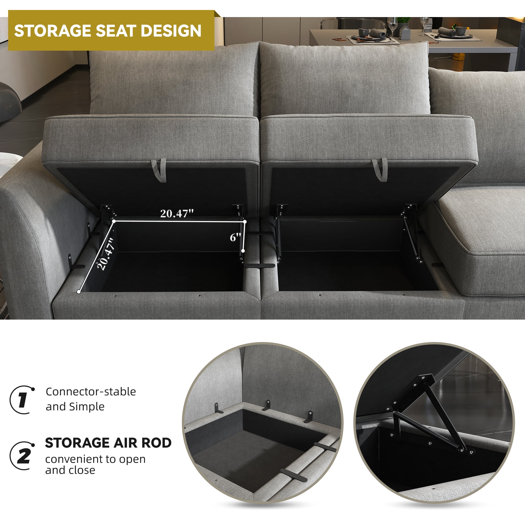 Buy HONBAY Modular Sectional Sofa Couch with Convertible Chaise, U