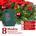 thumbnail image 6 of Qunler 24in Pre-Lit Christmas Wreaths for Front Door Window, Artificial Evergreen Wreaths with Bow & Lights for Indoor Outdoor Christmas Decorations, Green, 6 of 8