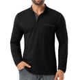 thumbnail image 4 of GIRUNS Men's Henley Shirts Long Sleeve Button T-Shirt Casual Stylish Cotton Pullover Shirt with Pocket Black S, 4 of 6