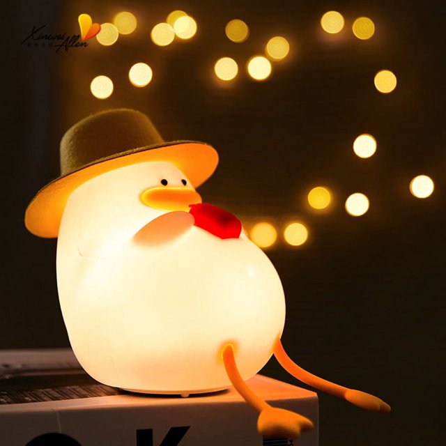 Lámpara divertida Happy Ya, luz suave, cambio de color, sincronización, protección ocular para niños, luz nocturna de pato de gel de sílice para dormir, 162,46x99,95x115,5mm