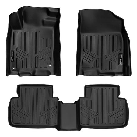 - SMARTLINER Floor Mats 2 Row Liner Set Black for 2016-2018 Honda Civic Sedan or Hatchback