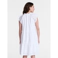 thumbnail image 4 of Time and Tru Women's Eyelet Embroidery Cotton Mini Dress with Flutter Sleeves, Sizes XS-XXXL, 4 of 6