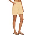 thumbnail image 5 of GHIIYER Bermuda Shorts for Women with Pockets High Waist Cotton Linen Trousers Summer Beach Shorts Size M, 5 of 6