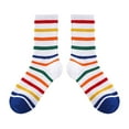 thumbnail image 2 of Retro Stripe Mid-Calf Socks, 6 Pairs Classic Athletic Crew Socks for Women Girls – Fashion Cotton Casual Running Sport Novelty Socks, 2 of 3