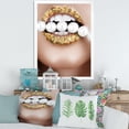 thumbnail image 3 of Designart 'Gold Leaf Lips Mouth With Pearls' Modern Framed Art Print, 3 of 4