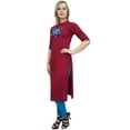 thumbnail image 2 of Bimba Women's Maroon Embroidered Kurti Designer Tunic Ethnic Indian Kurta-6, 2 of 3