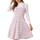 thumbnail image 1 of Vestido de tweed sin mangas de INSPIRE CHIC para mujeres, escote cuadrado, pinafore en línea A, L Rosa, 1 of 6