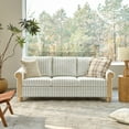 thumbnail image 2 of 81" Wide Farmhouse Sofa with Roll Arms, Striped Linen Fabric for Living Room Apartment, Blue, 2 of 6