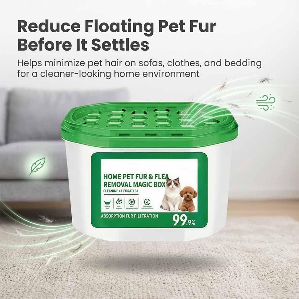 Home Pet Fur & Odor Removal Magic Box, 400ML Large Capacity Portable Air Purifier Box, Automatic Air Cleaner & Dust Collector for Home Bedroom Living Room Pet Areas (2PCS)