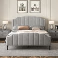 thumbnail image 2 of Queen Size Upholstered Platform Bed with Headboard and Footboard, No Box Spring Needed, Velvet Fabric, Gray 81AAE, 2 of 9