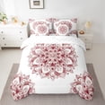 thumbnail image 2 of jejeloiu Vintage Hippie Boho 7 Pieces Bedding Comforter Set,Retro Aesthetic Paisley Full Bedding Set,Red White Fitted Sheet Flat Sheet For Girl Boys,Microfiber Bedroom Decor Reversible, 2 of 8