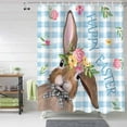 thumbnail image 2 of Easter Shower Curtain Bunny Rabbit Bow Tie Shower Curtains for Bathroom Decor Flower Buffalo Plaid Blue Bath Curtains Sets for Spring Easter Bathroom Decor Fabric Waterproof Small Stall 36" X 72", 2 of 6
