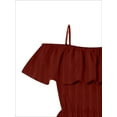 thumbnail image 4 of Mikrdoo Kid Girls Clothes 8Y,9Y,10Y,11Y,12Y Girls Straps Off Shoulder Crop Tops and Pants Set 2Pcs Spring Fall Outfits Burgundy, 4 of 6