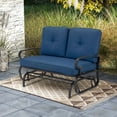 thumbnail image 4 of Costway Glider Outdoor Patio Rocking Bench Loveseat Cushioned Seat Steel Frame Navy, 4 of 7
