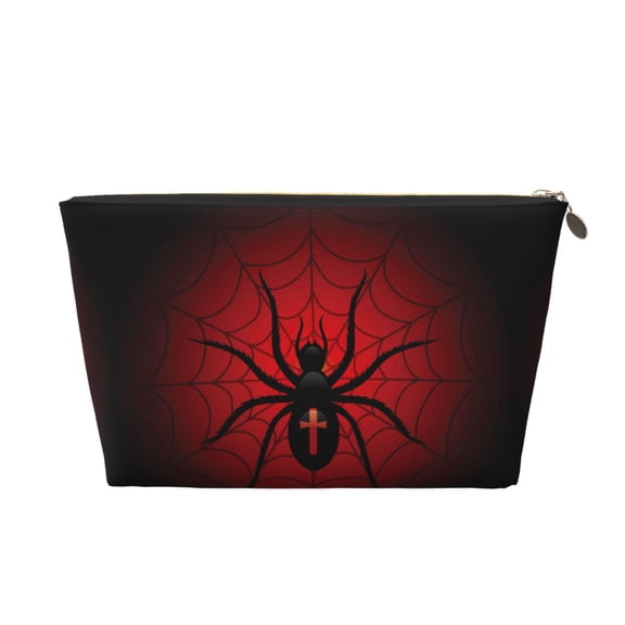 Picia Spider on the Web Printed Leather Travel Toiletry Bag,Cosmetic Organizer, Makeup Travel Bag, Durable Travel Pouch, Compact Toiletry Bag, Travel Accessories