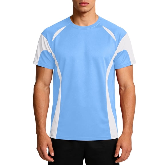 YLSDY Men's Solid Crew Neck Button Short Sleeve T Shirt Casual Breathable Fashion Top Sky Blue XL
