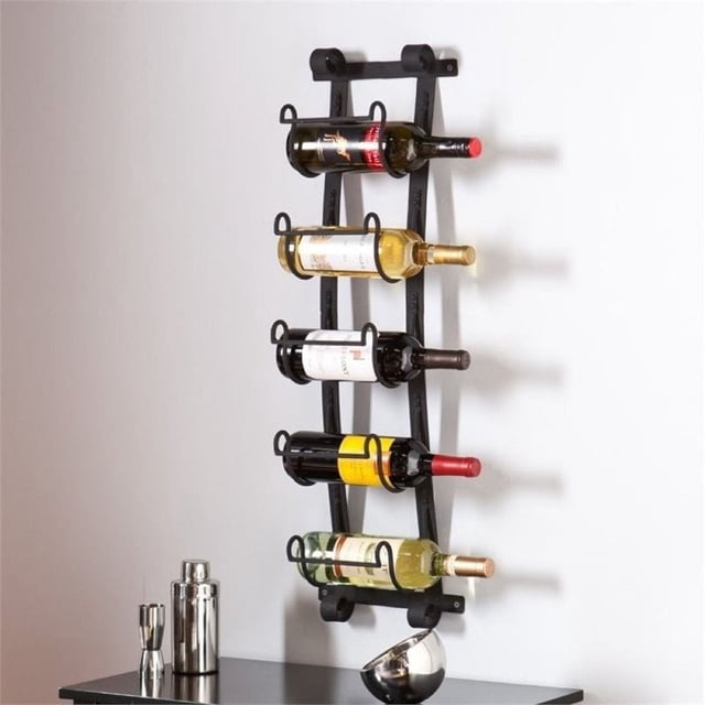 Pemberly Row Wall Mount Wine Rack in Wrought Iron