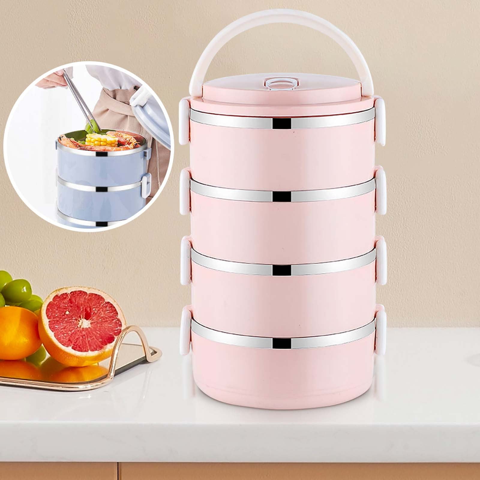 Yannianjz Stainless Steel Insulated Lunch Box, Portable Bento Box, Circular Fresh-Keeping Container for Study, Office Workers, Meals