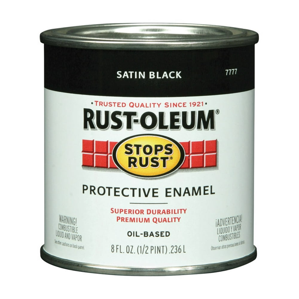 RustOleum Stops Rust Satin Black OilBased Protective Paint 0.5 pt