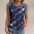 thumbnail image 4 of Tank Tops for Women Patriotic Print Round Neck Sleeveless Shirts Casual Loose Fit Trendy Star Stripe Camisole Blouse Navy XL, 4 of 6