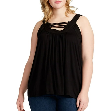 Plus Lace-Up Trapeze Tank
